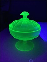 Vaseline Glass Candy Dish