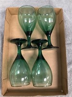 4 Green Stemmed Glasses