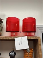 Pair of Vintage Red Glass Large Cups