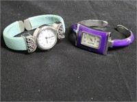 2 Women's Geneva Braclet Watches (Blue & Purple)
