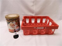Coca-Cola Plastic Crate; Pepsi-Cola Santa Tin;