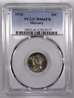 1916-P Mercury Dime PCGS MS66FB Toner!