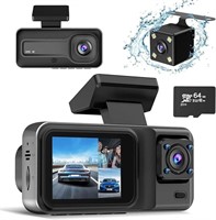 3 Channel 4K Dash Cam, Dash Camera for Cars with