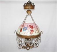 Antique Victorian Hanging Hall Oil Lamp