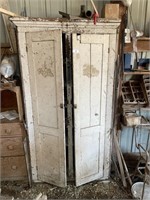 White Antique cabinet with contents