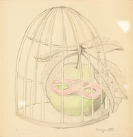 Rene Magritte Belgian Surrealist Graphite 1961