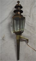 Vintage Brass & Beveled Glass Coach Wall Lantern