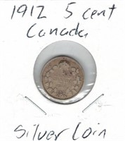 1912 5 Cent Canada Silver Coin