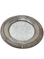 Sterling silver banding around glass insert dish