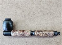 Burl Wood & Black Smoking Pipe