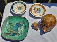 Guernsey Pottery Hedghogs- Plate & Bowls