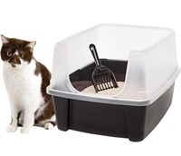 IRIS USA Open Top Cat Litter Tray with Scoop and