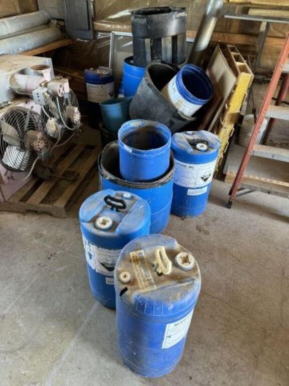 Assorted size plastic containers/barrels