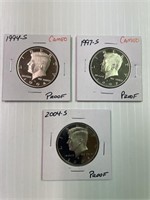 1997-S, 94-S, 04-S, Proof Kennedy x3