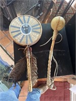 (2) Indian rawhide musical pieces