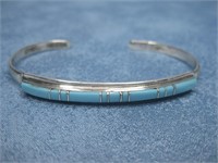 Sterling Silver Signed Turquoise Bracelet