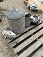 HALF PALLET--GALV WATER CAN, PET FOOD BOWLS,