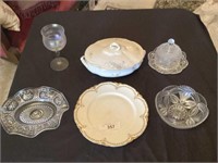 Soup bowl, butter dish & other items