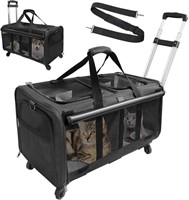 GJEASE Cat Rolling Carrier for 2 Cats