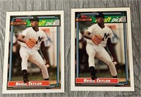 (2) 1992 Topps Brien Taylor Rookie Cards