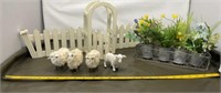 3 Paper Lamb Figurines & Miscellaneous Decor