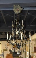 Wrought Iron & Cut Glass Chandelier