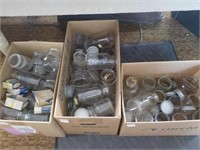 3 boxes of early zinc & glass top canning jars