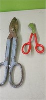 Duckbill Napping Shears and pair of tin shears