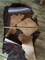 Several big pcs of tanned leather, Bison, cow, etc