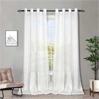 Melodieux White Semi Sheer Curtains-2 PANELS