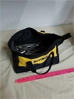 DeWalt tool bag with various drill bits and more