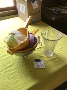 Strainers and vase