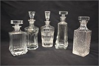 5 DECANTERS - 12"H