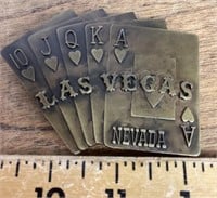 Brass Las Vegas poker hand belt buckle
