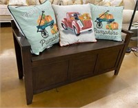 Storage Bench with 3 Festive Accent Pillows