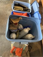 2 TOTES LIFE JACKETS, GARBAGE CAN W/ BUOYS,