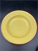 Yellow speckled enameled bowl vintage