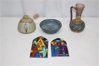 POTTERY VASE STAINED GLASS & MORE