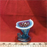 Small Blue Hobnail Decorative Glass Boot (Vintage)