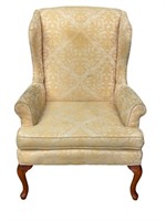 Ivory and Light Yellow Wingback Armchair