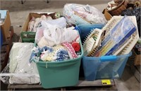 Pallet lot of house hold items including, yarn,