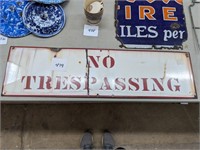 Porcelain No Trespassing Sign - 9.75" x 36"
