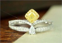 0.25ct Natural Yellow Diamond Ring 18K Gold