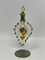 Hand Blown Gold Etched Perfume Bottle