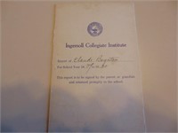 Ingersol 1930 Collegiate Institute Report