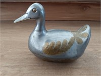 Vintage GATCO Pewter & Brass Duck Trinket Box