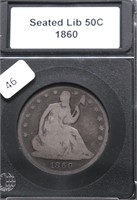 1860 SEATED HALF DOLLAR VG
