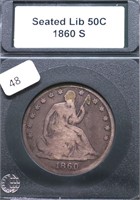1860 S SEATED HALF DOLLAR VG