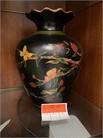 Chinese Ruffle Edge Floral Vase