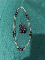 Purple/amethyst necklace and pierced earrings